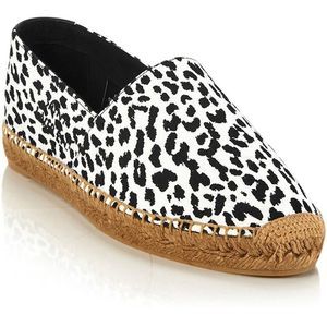 Saint Laurent Womens B/W Canvas Animal Print Slip On Espadrilles Shoes NWT